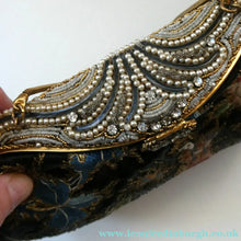 Load image into Gallery viewer,  1930s Art Deco Evening Bag or Purse with Chinese Embroidery. Fancy Clasp with Seed Pearls
