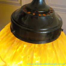 Load image into Gallery viewer, 1930s Art Deco Orange and White Mottled Glass. Marble Effect Hanging Lantern. Brass Chains and Fittings 
