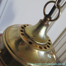 Load image into Gallery viewer, 1930s Art Deco Orange and White Mottled Glass. Marble Effect Hanging Lantern. Brass Chains and Fittings 
