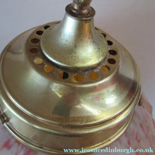 Load image into Gallery viewer, 1930s Art Deco Orange and White Mottled Glass. Marble Effect Hanging Lantern. Brass Chains and Fittings 
