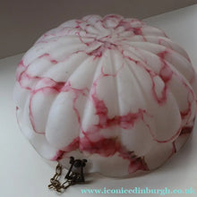 Load image into Gallery viewer, Vintage Glass Hanging Goldfish Bowl or Flycatcher Lampshade. Opaque Glass with Oodles of Raspberry Ripple Veins
