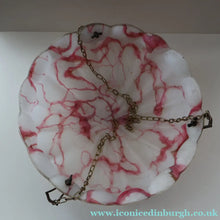 Load image into Gallery viewer, Vintage Glass Hanging Goldfish Bowl or Flycatcher Lampshade. Opaque Glass with Oodles of Raspberry Ripple Veins
