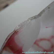 Load image into Gallery viewer, Vintage Glass Hanging Goldfish Bowl or Flycatcher Lampshade. Opaque Glass with Oodles of Raspberry Ripple Veins
