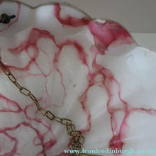 Load image into Gallery viewer, Vintage Glass Hanging Goldfish Bowl or Flycatcher Lampshade. Opaque Glass with Oodles of Raspberry Ripple Veins
