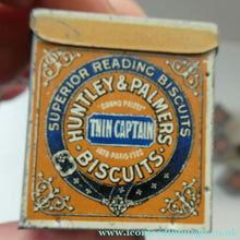 Load image into Gallery viewer, Vintage 1930s MINIATURE or SAMPLE Tin for Huntley and Palmer Biscuits. Yellow Colour

