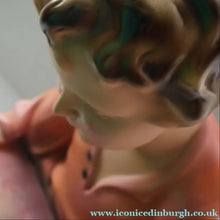 Load image into Gallery viewer, Vintage 1930s Plaster Figurine of a Kneeling Boy with Display Tray. Interesting Shop Window Display Item
