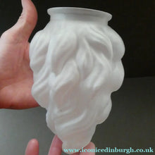 Load image into Gallery viewer, 1930s Satin Glass ART DECO Light Shade in the Form of a Flaming Torch. Height 7 1/2 inches
