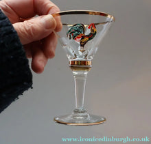 Load image into Gallery viewer, Vintage 1930s Glass Cockerel / Rooster Miniature Liqueur Glasses
