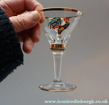 Load image into Gallery viewer, Vintage 1930s Glass Cockerel / Rooster Miniature Liqueur Glasses

