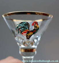 Load image into Gallery viewer, Vintage 1930s Glass Cockerel / Rooster Miniature Liqueur Glasses

