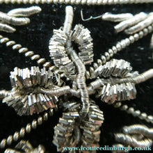 Load image into Gallery viewer, Fine Vintage 1940s Indian ZARDOSI Gold and Silver Embroidered Handbag. Black Velvet Body
