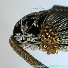 Load image into Gallery viewer, Fine Vintage 1940s Indian ZARDOSI Gold and Silver Embroidered Handbag. Black Velvet Body
