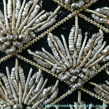 Load image into Gallery viewer, Fine Vintage 1940s Indian ZARDOSI Gold and Silver Embroidered Handbag. Black Velvet Body
