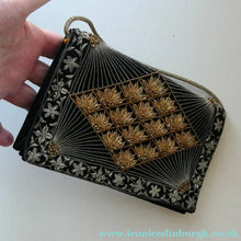 Load image into Gallery viewer, Fine Vintage 1940s Indian ZARDOSI Gold and Silver Embroidered Handbag. Black Velvet Body
