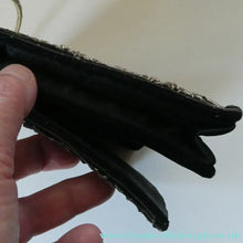 Load image into Gallery viewer, Fine Vintage 1940s Indian ZARDOSI Gold and Silver Embroidered Handbag. Black Velvet Body
