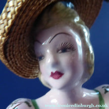 Load image into Gallery viewer, Vintage 1940s Italian Porcelain Figurine of a Lady Carrying a Basket of Flowers. Possibly Capodimonte
