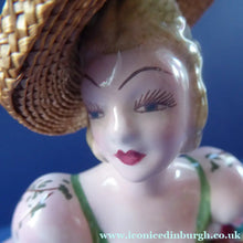 Load image into Gallery viewer, Vintage 1940s Italian Porcelain Figurine of a Lady Carrying a Basket of Flowers. Possibly Capodimonte
