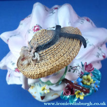 Load image into Gallery viewer, Vintage 1940s Italian Porcelain Figurine of a Lady Carrying a Basket of Flowers. Possibly Capodimonte
