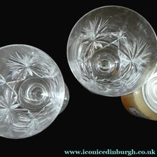 Load image into Gallery viewer, Vintage 1950s Edinburgh Crystal White Wine Glasses. STAR OF EDINBURGH Pattern. Set of Six. 6 inches - VINTAGE CRYSTAL
