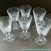 Load image into Gallery viewer, Edinburgh Crystal White Wine Glasses. STAR OF EDINBURGH Pattern. Set of Six. 6 inches

