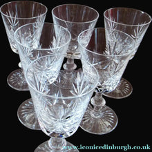 Load image into Gallery viewer, Vintage 1950s Edinburgh Crystal Star of Edinburgh White Wine Glassess
