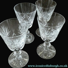Load image into Gallery viewer, Edinburgh Crystal White Wine Glasses. STAR OF EDINBURGH Pattern. Set of Six. 6 inches
