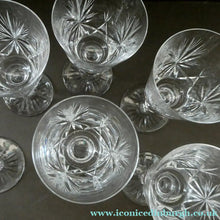 Load image into Gallery viewer, Edinburgh Crystal White Wine Glasses. STAR OF EDINBURGH Pattern. Set of Six. 6 inches
