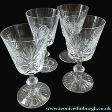 Load image into Gallery viewer, Edinburgh Crystal White Wine Glasses. STAR OF EDINBURGH Pattern. Set of Six. 6 inches
