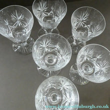 Load image into Gallery viewer, Edinburgh Crystal White Wine Glasses. STAR OF EDINBURGH Pattern. Set of Six. 6 inches
