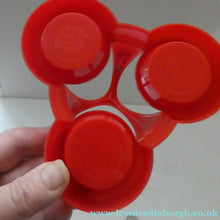 Load image into Gallery viewer, Vintage 1950s Red Plastic Atomic / Space Age Cruet Set with Stand

