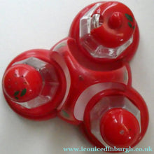 Load image into Gallery viewer, Vintage 1950s Red Plastic Atomic / Space Age Cruet Set with Stand
