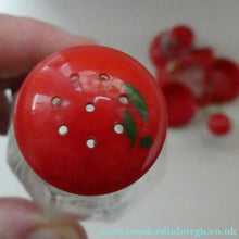 Load image into Gallery viewer, Vintage 1950s Red Plastic Atomic / Space Age Cruet Set with Stand
