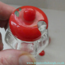 Load image into Gallery viewer, Vintage 1950s Red Plastic Atomic / Space Age Cruet Set with Stand
