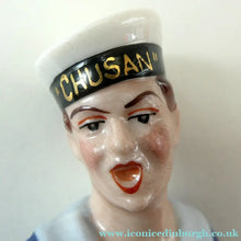 Load image into Gallery viewer, Vintage 1950s GERMAN Dresden Figurine of a Sailor in Uniform Playing a Concertina
