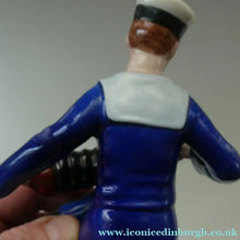 Load image into Gallery viewer, Vintage 1950s GERMAN Dresden Figurine of a Sailor in Uniform Playing a Concertina
