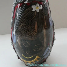 Load image into Gallery viewer, Vintage 1950s ITALIAN San Marino Vase with a Black and White Lava Glaze and Sgrafitto Image of a Young Lady
