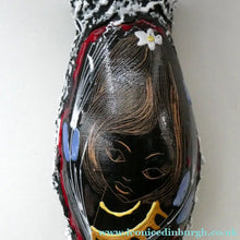 Load image into Gallery viewer, Vintage 1950s ITALIAN San Marino Vase with a Black and White Lava Glaze and Sgrafitto Image of a Young Lady
