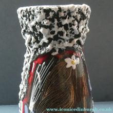 Load image into Gallery viewer, Vintage 1950s ITALIAN San Marino Vase with a Black and White Lava Glaze and Sgrafitto Image of a Young Lady
