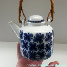 Load image into Gallery viewer, Vintage 1950s MARIANNE WESTMAN Teapot with Bamboo Handle by Rörstrand Sweden. "Mon Amie" Pattern
