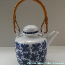 Load image into Gallery viewer, Vintage 1950s MARIANNE WESTMAN Teapot with Bamboo Handle by Rörstrand Sweden. "Mon Amie" Pattern
