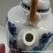 Load image into Gallery viewer, Vintage 1950s MARIANNE WESTMAN Teapot with Bamboo Handle by Rörstrand Sweden. "Mon Amie" Pattern
