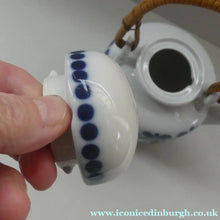 Load image into Gallery viewer, Vintage 1950s MARIANNE WESTMAN Teapot with Bamboo Handle by Rörstrand Sweden. "Mon Amie" Pattern

