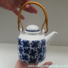 Load image into Gallery viewer, Vintage 1950s MARIANNE WESTMAN Teapot with Bamboo Handle by Rörstrand Sweden. "Mon Amie" Pattern
