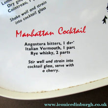 Load image into Gallery viewer, Vintage 1950s Melamine Bar Tray with Six Cocktail Recipes. Stylized Images of Two Cockerels 
