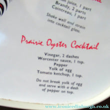 Load image into Gallery viewer, Vintage 1950s Melamine Bar Tray with Six Cocktail Recipes. Stylized Images of Two Cockerels 
