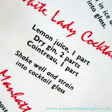 Load image into Gallery viewer, Vintage 1950s Melamine Bar Tray with Six Cocktail Recipes. Stylized Images of Two Cockerels 
