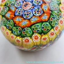 Load image into Gallery viewer, Vintage 1950s Murano AVeM Bizantino paperweight with vibrant tutti frutt canes
