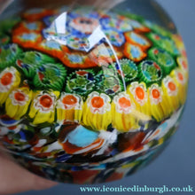 Load image into Gallery viewer, Vintage 1950s Murano AVeM Bizantino paperweight with vibrant tutti frutt canes
