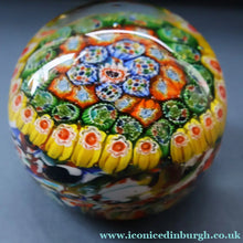 Load image into Gallery viewer, Vintage 1950s Murano AVeM Bizantino paperweight with vibrant tutti frutt canes
