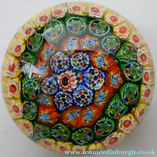 Load image into Gallery viewer, Vintage 1950s Murano AVeM Bizantino paperweight with vibrant tutti frutt canes

